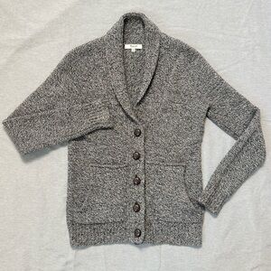 Madewell Merino Wool Marled Knit Cardigan XS Gray Black White